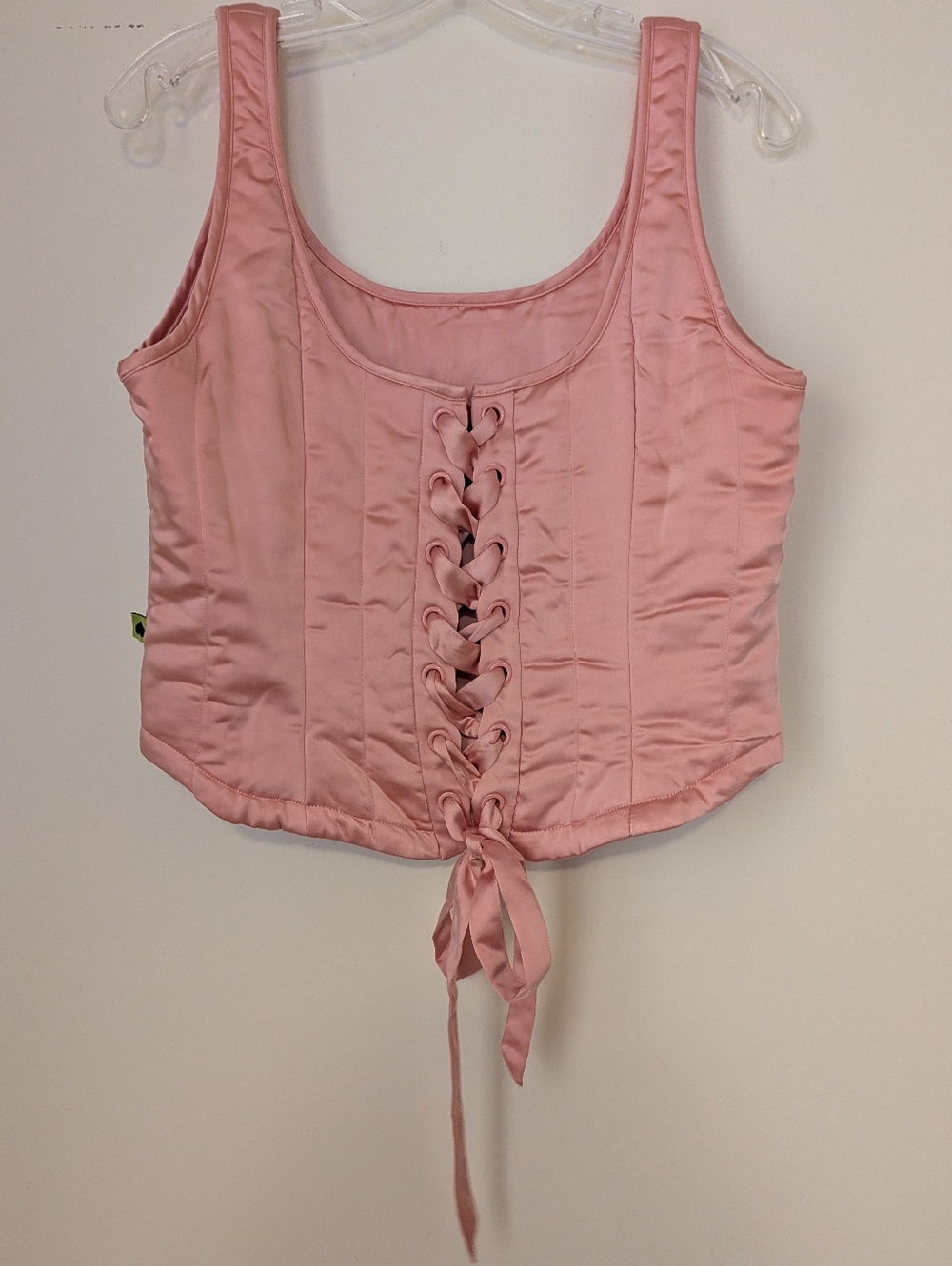 Pink Quilted Satin Corset Tank with Heart Detail - Picture 6 of 11